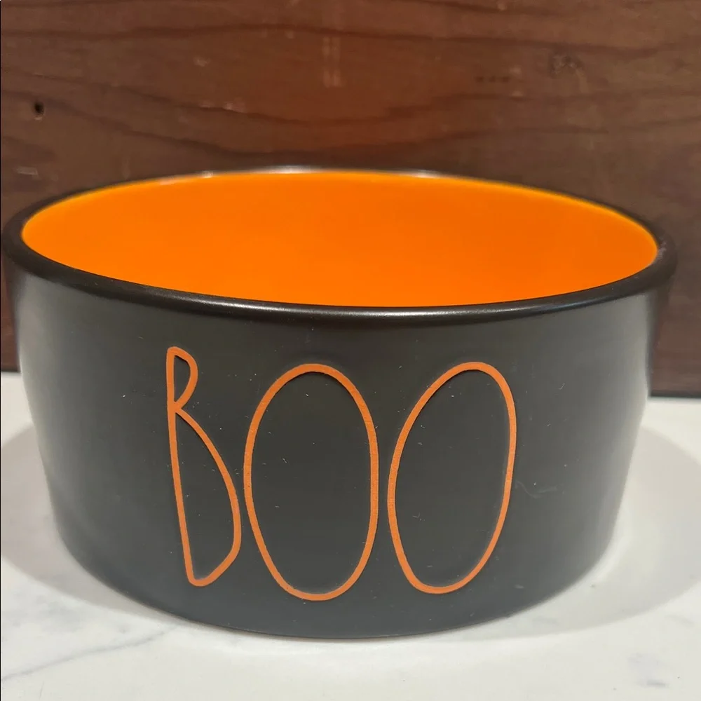 🔥‼️Rae Dunn Black & Orange BOO Pet Bowl‼️🔥